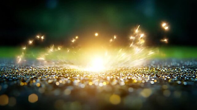 Bright Spark: A vibrant explosion of light bursts forth from a dark background, the scintillating particles adding a magical touch. 