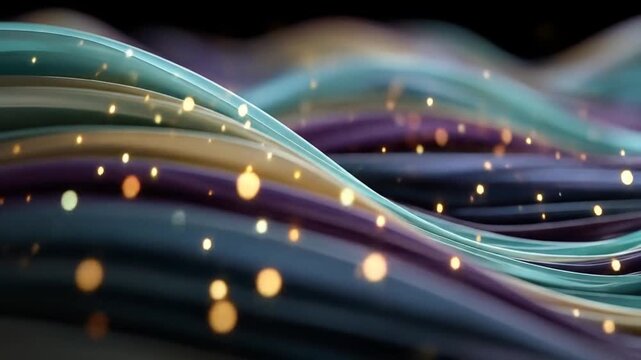 Abstract flowing wave forms with bokeh lights creative design element