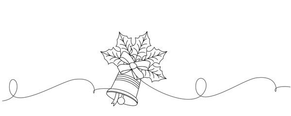 Christmas bell line art. Christmas bell vector decoration