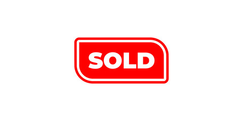 Red Sold Stamp Label Icon with Rounded Corners for Business and E-commerce