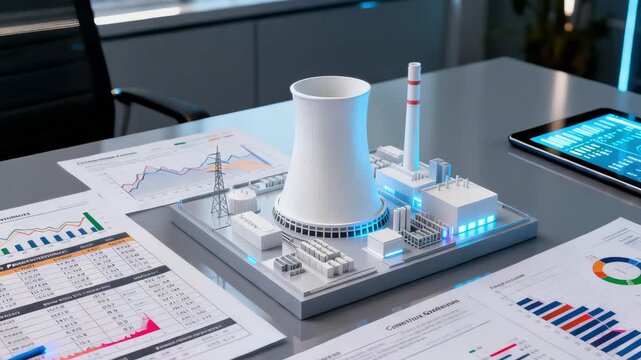 Corporate executive reviewing strategies in hightech environment