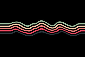 Minimalist Black Background with Abstract Retro Sound Wave Stripes