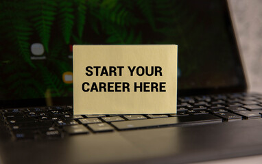 Your Journey Starts Here written on a board with a business man on background