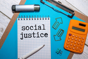 Wooden blocks with words 'Social Justice'
