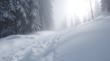 Suspension Bridge in Snow