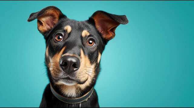 Adorable Dog Showcases a Variety of Funny Expressions on a Bright Blue Background