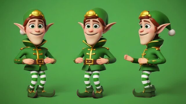 Dancing Festive Green Characters on Green Screen