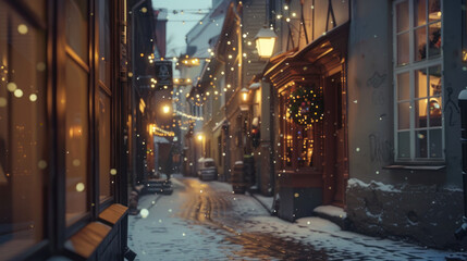 Christmas festive lighted street. 