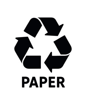recycling paper symbol flat black solid vector illustration isolated on white background