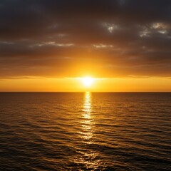Obraz premium Stunning panoramic view of a radiant golden horizon over tranquil waters, capturing serene beauty and boundless light, light, tranquil, boundless