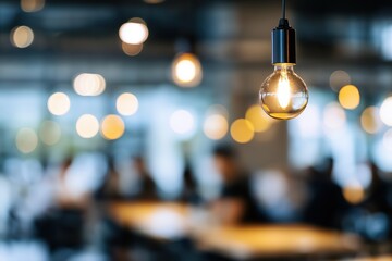 blurred office interior with people working in the background, a business concept for the presentation design element. blurry view of an open space and a coffee bar in a modern co-working area. 