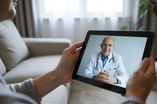 Telemedizin: Authentische Nahaufnahme einer Videosprechstunde zu Hause