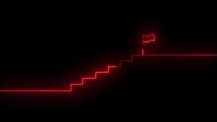 stairs icon sign icon animation on Glowing neon business graph chart concept . Neon business growth concept animated. growth concept royal neon line moving. 4k video. - Powered by Adobe