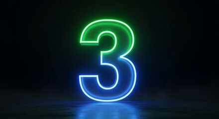 Number 3 neon light digital countdown