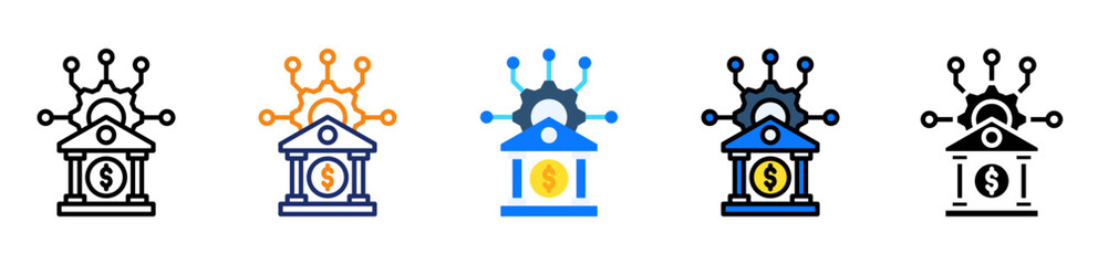 Banking System Icon Multiple Style Collection Set 