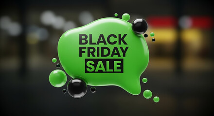 Black friday sale green speech bubble in 3d rendering