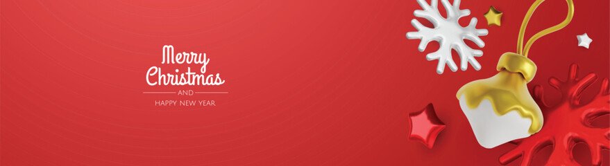 Festive greeting card design with elegant gold decorations and soft white elements for Christmas and New Year themes