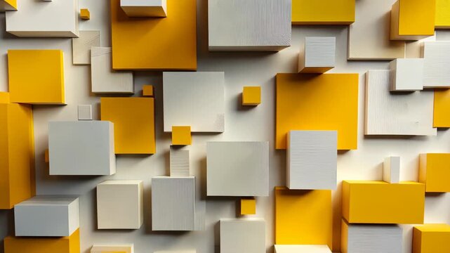 Geometric Abstraction: An artful composition of geometric squares in varying shades, creating a visually compelling display of modern design and spatial depth. 