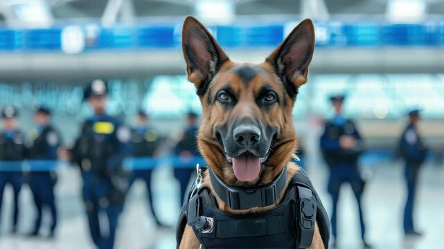 Loyal Guardian: A German Shepherd, alert and focused, stands ready to serve, embodying trust and protection with unwavering determination.