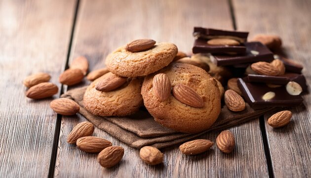 almond cookies with nut and chocolate