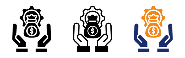 Money Management Icon Collection Glyph & Mixed Style 