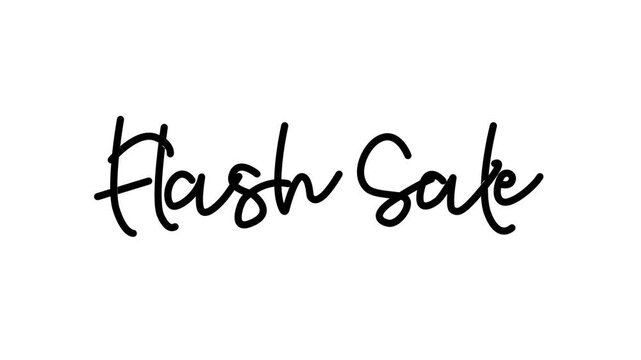 Animated text flash sale bursts with handwritten script font on white backdrop. Great for social media promotions and advertising campaigns.
