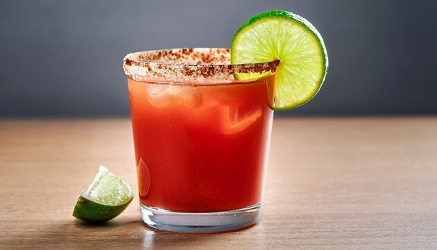 Michelagua Or Michelada Glass With A Slice Of Lime On The Top Mexican Cold Summer Drink And Beverage - Powered by Adobe