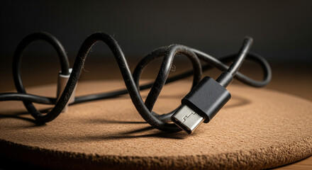 Black USB-C cable for modern high-speed data transfer and charging.
Black USB-C cable for modern high-speed data transfer and charging.