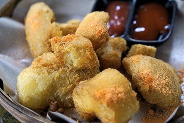 Singkong Goreng: Indonesian Fried Cassava Snack with Powdered Seasoning