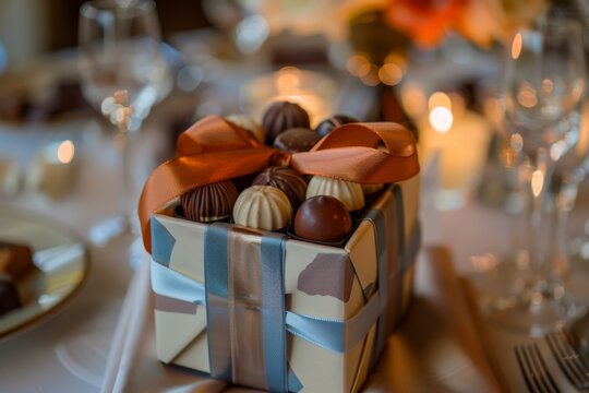 Elegant gift box with assorted chocolates