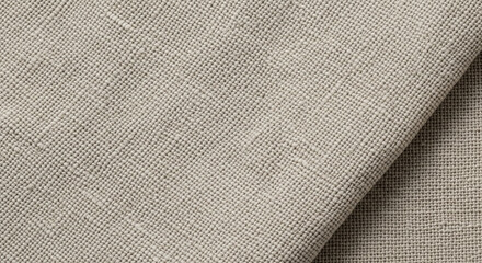 Natural, textured linen-like fabric background.
A close-up shot of a beige or natural-colored woven textile, possibly linen or a linen blend, featuring a visibly textured