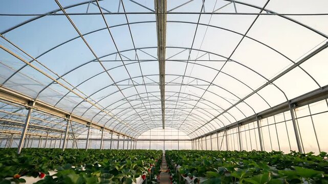Strawberry greenhouse cultivation with hydroponic systems