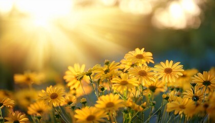 Closeup Of Yellow Daisies With Warm Rays