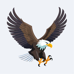 Obraz premium Dynamic Vector Illustration of a Fierce Bald Eagle with Outstretched Wings and Prominent Talons in a Stylized Attack Pose