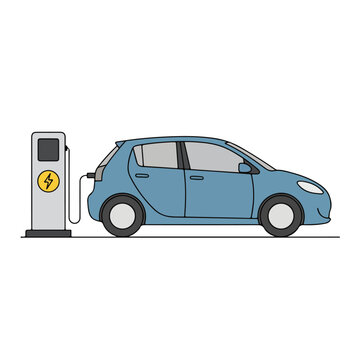 blue electric car charging station clip art preview