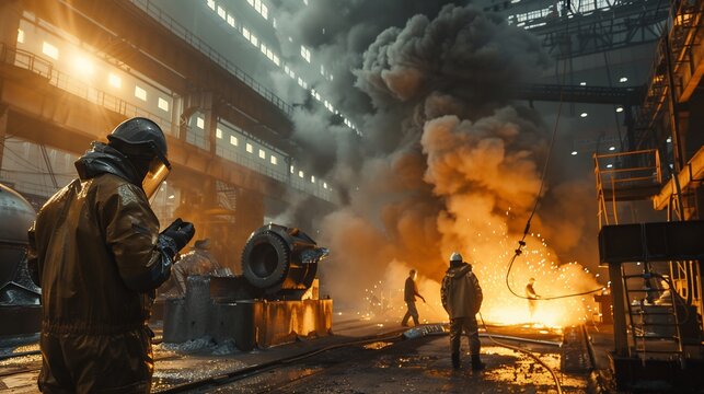 Industrial worker protective gear full body suit and face shield for heavy duty factory environment