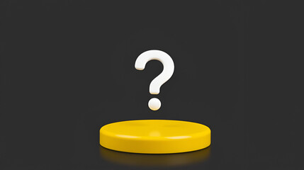 White Question Mark on a Yellow Button on Black Background isolated on transparent background