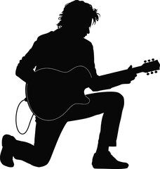 Black silhouette of a musician playing a guitar