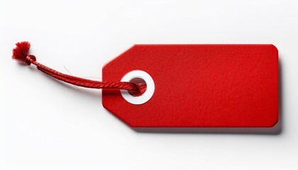Fototapeta premium Vibrant Red Price Tag Isolated On White Background