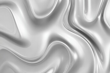 Abstract silver wave pattern showcasing fluid dynamics and reflections in a smooth surface