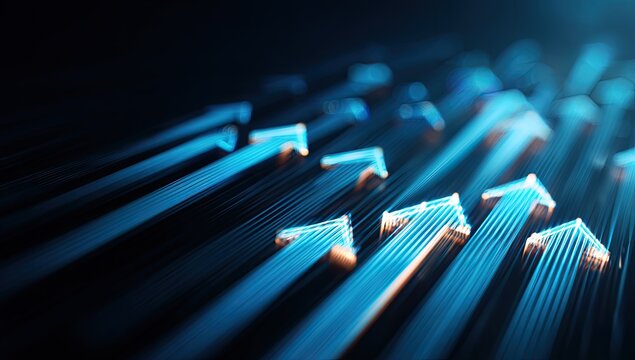 Abstract glowing arrows digital growth concept
