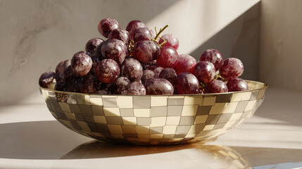 Elegant Bowl of Grapes in Sunlight