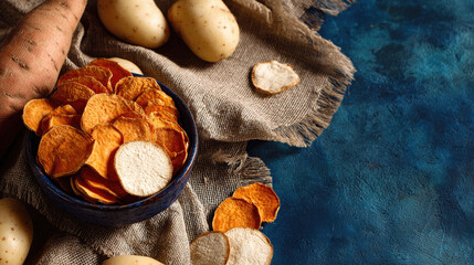 Assorted Vegetable Chips in Rustic Setting