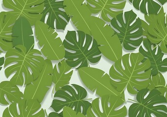 Lush tropical vegetation, seamless vector leafy pattern design wallpaper