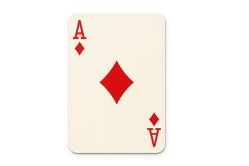 Ace of diamonds playing card on transparent background, representing luck, win, poker, gambling, and success