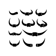 Obraz premium Collection of different bull horn shapes and styles isolated on