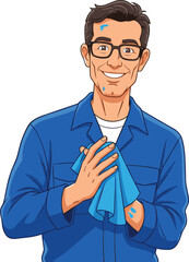 Painter cartoon illustration, symbolic craftsmanship and vocational pride graphics for design and education