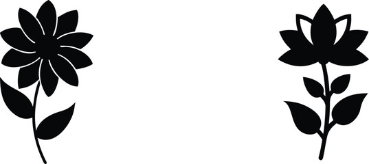 Floral Harmony: Two elegant floral silhouettes, representing the delicate beauty of nature, stand out against the plain background, highlighting their intricate design and symmetrical form.