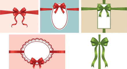 Elegant Ribbon and Bow Graphic Elements for Invitations and Design Projects