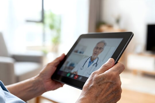 Medizin & Lifestyle Fotografie: Komfortable Videosprechstunde f&uuml;r &auml;ltere Generationen im eigenen Zuhause
